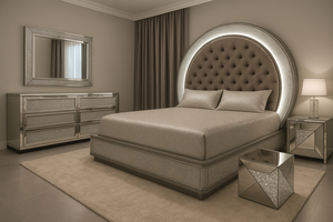Modern Luxury Bedroom Furniture <b>Queen</b>/King Size <b>Bed</b> Sparkly Crushed Diamond Mirrored <b>Bed</b> <b>Frame</b> for Home Hotel - Product Image 2