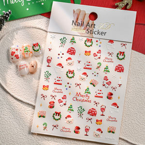 Pegatinas de uñas de Navidad 5D, oso de dibujos animados, árbol, pegamento trasero, pegatinas para decoración de uñas, bricolaje, <span class=keywords><strong>Feliz</strong></span> Año Nuevo, calcomanías para decoración de uñas - Product Image 6