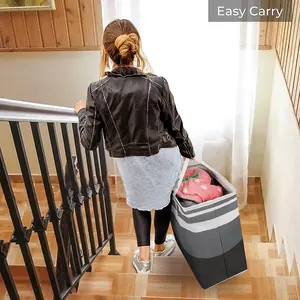 Large Laundry Basket Waterproof Freestanding Laundry Hamper Collapsible Tall Clothes Hamper With Extended Handles