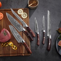 Pisau Chef Profesional Pisau Cleaver Jepang Gagang Kayu Pisau Dapur Damascus Buatan Tangan untuk Rumah dan Dapur