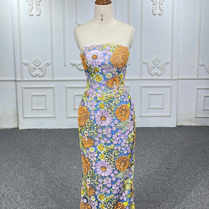 New Design Strapless Floral Lace Mermaid Reversible and Removable Prom Dress With Ruffle <b>Skirt</b> 1140 - Product Image 2