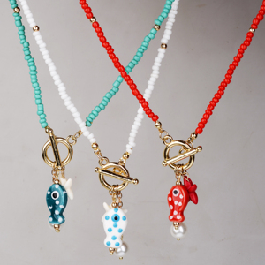 Novedad, Collar de Verano en Oferta, Collar de Playa con Colgante de Pez y Perla, Cuentas de Semillas, para Mujer - Product Image 3