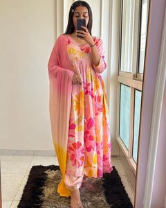 Vente en gros d'usine Maslin costume Anarkali Kurti pantalon afghan pour occasion spéciale d'exportation de l'Inde - Product Image 3