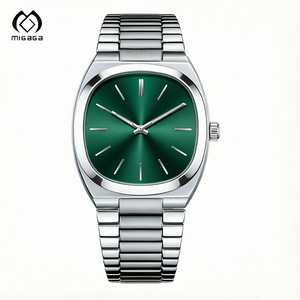 Orologio da polso Migaga Square Fashion in <span class=keywords><strong>acciaio</strong></span> inossidabile con cinturino da 26 mm, orologio da <span class=keywords><strong>uomo</strong></span> minimalista al quarzo con quadrante verde. - Product Image 1