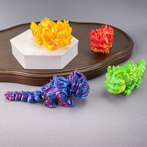 Figurine de danse du lion imprimée en 3D, modèle entièrement articulé, ornement de bureau créatif, cadeau, statue de Kirin et de lion chinois - Product Image 4