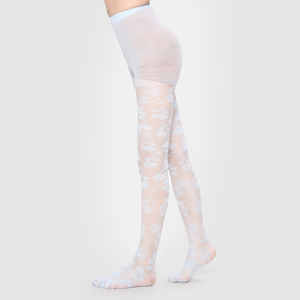 Collant in Pizzo Floreale Azzurro Trasparente Elasticizzato Personalizzato per Donna, Primavera-Estate - Product Image 5