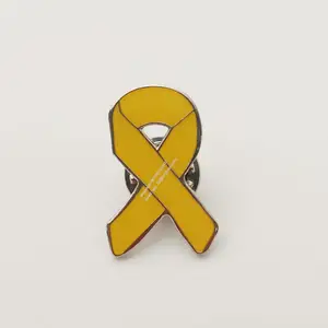 새로운 디자인 노란색 리본 핀 브로치 자살 예방 인식 옷깃 배지 핀