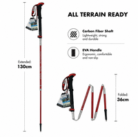 Petit bâton de randonnée pliable en acier au carbone, bâton de trekking à cinq sections pour la randonnée et l'escalade