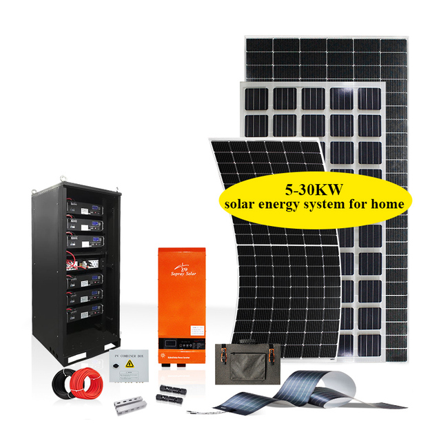 Complete Set Solar Energy System 1KW 5KW 10KW 15KW 20KW 30KW Hybrid Off-Grid Solar Power System for Home