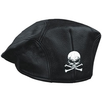 Gorros de GOLF de cuero HMB-903B7 KEPI, varios tamaños, negros, con esqueleto bordado, estilo camionero