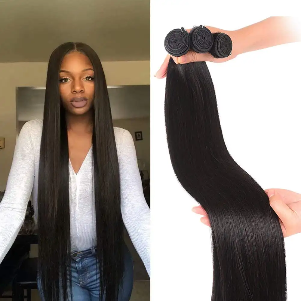 YBR Brazilian Straight Hair Bundles 12A Virgin Long Straight Human Hair 100% Unprocessed Remy Hair Bundles Natural Color