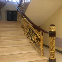 HS-GR01 Interior Brass Color Metal Aluminum Staircase Railing Designs