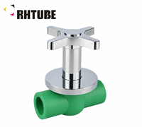 Robinet à bille vert RHTUBE en PPR avec poignée croisée chromée, raccord True Union pour plomberie d'eau chaude/froide de salle de bain 20-32mm OEM