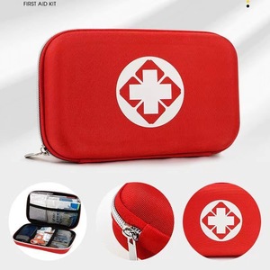 Botiquín de Primeros Auxilios Compacto Rojo con Logotipo de Cruz Blanca, Estuche Médico de Emergencia con Cierre de Cremallera de Tela Oxford para Uso Doméstico - Product Image 1