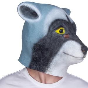 Máscara de Látex de <span class=keywords><strong>Mapache</strong></span>/Lobo, Cabeza Completa, Gris/Negro, Textura Realista, Ojos Amarillos Brillantes, Suave y Cómoda, para Halloween, Cosplay y Fiestas - Product Image 5