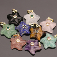 Pendentif Fleur Sculpté en Pierre Naturelle, Breloques en Pierres Précieuses avec Zircon pour la Fabrication de Colliers et Bijoux DIY