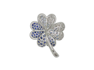 จี้โคลเวอร์สี่แฉกประดับเพชรและไพลินทองคำ 18K น้ำหนัก 2.94 กรัม เพชร 0.340 กะรัต ไพลิน 0.236 กะรัต คอลเลกชันเครื่องประดับชั้นดี - Product Image 2