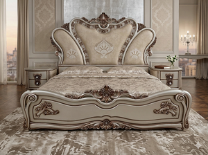 Luxury <b>Royal</b> Antique Hand-Carved Solid Wood Wedding <b>Bed</b> Custom Crafted for Premium Bedroom Interiors - Product Image 2