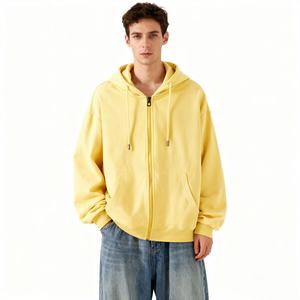TKAN511D Sweat à capuche surdimensionné pour homme en coton 100% de luxe personnalisé, poids lourd, style streetwear français, 450 g/m², fermeture éclair et poche décontractée - Product Image 1