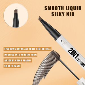 Hot Selling 4 Fork 2 in 1 Waterproof Sweatproof Quick-Drying Eyebrow Pen and Eyebrow <b>Gel</b> 5 Colors Choose-Eyebrow Enhancers <b>Kit</b> - Product Image 5