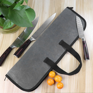 Custom Knife Slots Heavy Duty Waterproof Waxed Canvas <b>Bag</b> Portable Chef Knife <b>Roll</b> <b>Bag</b> - Product Image 3