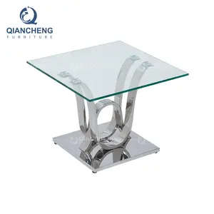 公寓银镜不锈钢底座小边桌现代客厅玻璃金属边桌