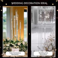 Vente en gros de chandeliers modernes en acrylique transparent de haute qualité à 1 bras, porte-bougie de mariage, décoration de centre de table