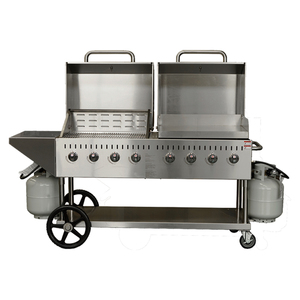 <span class=keywords><strong>Grill</strong></span> extérieur commercial en acier inoxydable 304 de qualité supérieure, 6 brûleurs, type chariot portable, gaz NG/LP pour la restauration, les événements - Product Image 1
