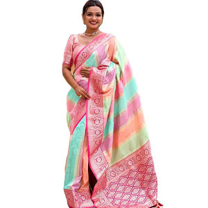 Saree en soie Premium Pure Soft Banarasi avec design multicolore Saree Collection - Product Image 6