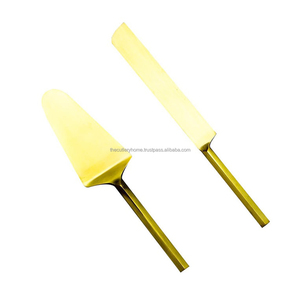 Juego de cuchillos y servidor de acero inoxidable chapado en oro para pastel, con mango único hecho a mano, juego de herramientas de pastel real baratas para fiesta - Product Image 2