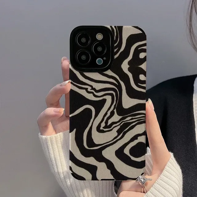 Creative Twill Stripe Zebra Print Case for 15/14/13/12/11 Pro Max/14 Plus/7/8 Plus/X/XS Max/XR-Shockproof Full Coverage