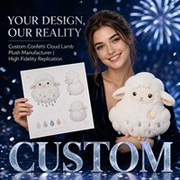 OEM ODM Maßgefertigter Konfetti-Wolken-Lamm Plüsch-Schlüsselanhänger Maskottchen Werbegeschenk Neujahrsgeschenk mit Logo CPC Saisonales Feiertagsgeschenk Weiches Spielzeug