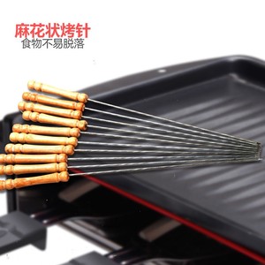 Fournisseur alibaba bonne qualité manche en bois aiguille circulaire brochettes barbecue outils extérieur fourchette 12 pièces ensemble - Product Image 2