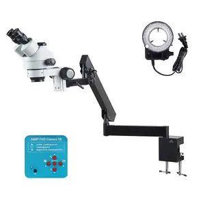 7X-45X Trinocular Stereo Microscope Full Metal Chrome Plated Mechanical Parts Camera LED Repair Phone Digital Microscope Tool