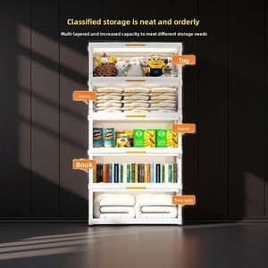 Armoire de rangement pliable sans installation, design minimaliste, 6 niveaux avec tiroirs, pour chambre et cuisine, en plastique, idéale pour <span class=keywords><strong>maison</strong></span> de <span class=keywords><strong>location</strong></span> - Product Image 3
