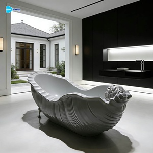 Nuova Vasca <span class=keywords><strong>da</strong></span> Bagno in Pietra Europea a Forma di Conchiglia, Intagliata a Mano, per Bagno e <span class=keywords><strong>Giardino</strong></span> - Product Image 2
