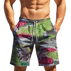 Men's White Sublimation Printed Double <b>Layer</b> Polyester/Cotton Board Shorts <b>Mid</b> Waist Drawstring Breathable Quick Dry Pockets - Product Image 1