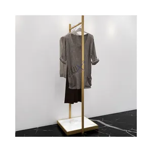 LUX Design Factory Custom Ladies Clothing Store With Gold Customizing Clothing Display Rack For Retail Display Store