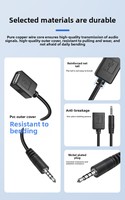 Câble adaptateur audio USB pour voiture BJC, gaine en PVC, connecteur mâle 3,5 mm vers USB femelle, pour connecter une clé USB à l'entrée AUX d'un amplificateur de voiture