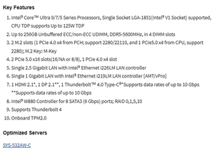 Carte mère de serveur ATX MBD-X14SAE avec un seul socket V1 (LGA-1851), prise en charge DDR5, nouvelle livraison rapide, bon prix, Flex ATX Core - Product Image 4