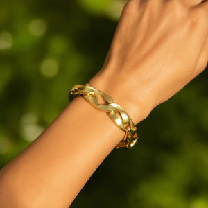 Fashion Chain <b>Bracelet</b> 316L Stainless Steel PVD Gold Plating Sustainable Resistant Link Design - Product Image 3