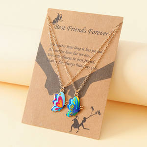 Collier meilleur ami cadeaux d'anniversaire filles femmes amis collier papillon en émail - Product Image 3