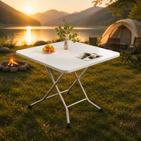 Table à manger pliante carrée, bureau pliable avec pieds en X anti-rouille, plateau lisse et imperméable pour dortoir, appartement et usage polyvalent