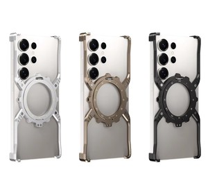 Funda Magnética Luminosa de Aluminio de Lujo con Borde Hueco y Soporte para <span class=keywords><strong>Samsung</strong></span> Galaxy S26 S25 S24 S23 S22 Ultra, Cubierta Metálica para Hombre - Product Image 1