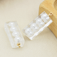 Pendentif de collier créatif en résine DIY, long et rectangulaire, avec fleurs séchées et perles, accessoires pour bijoux à la colle chaude