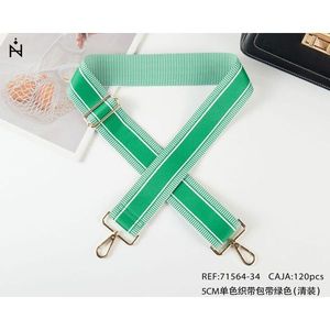 Cinghia in tessuto 5 cm verde tinta unita per borsa con ganci in metallo - Product Image 2