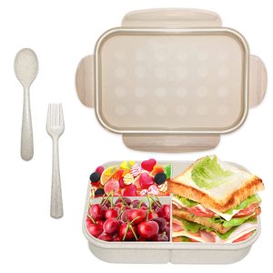 3-Compartment Bento Box Kids Lunch Set PP Plastic Insulated Boxes with Fork and Japanese Lunch Bag Loncheras Escolares Kids