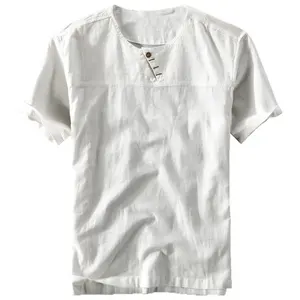 새로운 디자인 주문 로고 t-셔츠 남자 우연한 착용 리넨/면 백색 느슨한 차가운 tshirt 도매