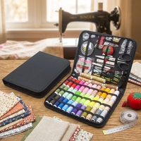 En stock, lot en gros de 206 pièces, grand kit de couture carré tendance, ensemble complet avec ciseaux, coffret cadeau Noël et Nouvel An