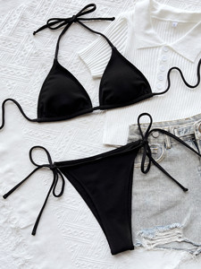 <span class=keywords><strong>Bikini</strong></span> Sexy regolabile a costine in tinta unita e sfacciato con fondo costume da bagno Sexy da donna fascia <span class=keywords><strong>Push</strong></span> <span class=keywords><strong>up</strong></span> <span class=keywords><strong>Bikini</strong></span> 2023 Bather Biquini - Product Image 5